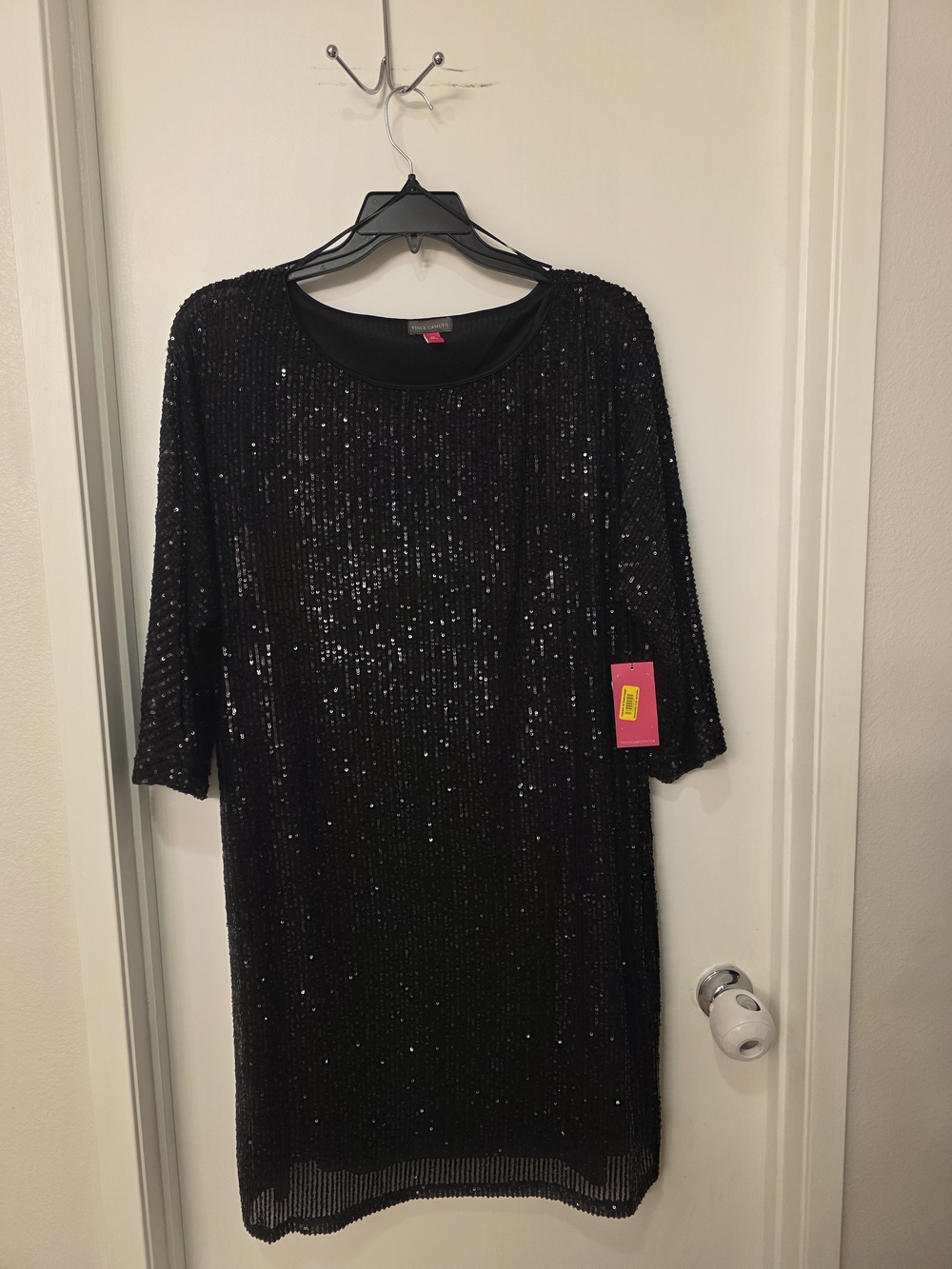 Vince Camuto Black Sequin Midi Dress